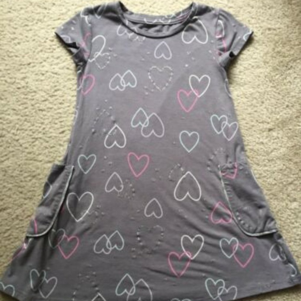 Jumping Beans Gray Short Sleeve Hearts Dress 6